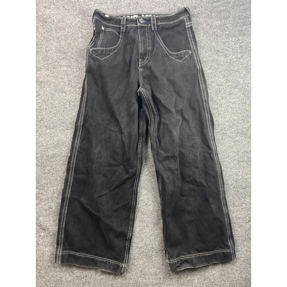 ALAB Wide Leg Skater Jeans Mens 30 Black Contrast Stitch Y2K Baggy Denim